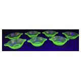 Uranium Glass Handled Dessert Bowls