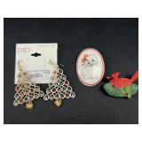 Christmas brooches and earrings