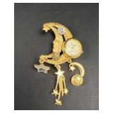 Bonetto Moon & Stars Brooch Watch