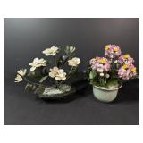 2 Jade & Hardstone Floral Arrangements