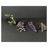 Amethyst, Jade & Stone Style Grape Figurines