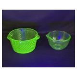 Small Uranium Glass Bowl with Handle and Small