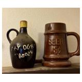 Vintage Ceramic Beer Stein & Booze Jug