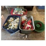 Three totes of Christmas decor