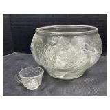 Glass Punch Bowl and Cups
