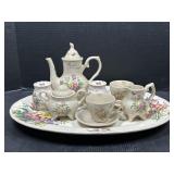 Floral Tea Set with Serving Tray