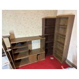 Pressboard Shelves and Entertainment Center