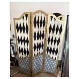 Black, White & Gold Folding Room Divider