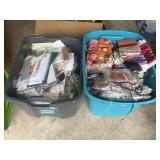 Two totes Crafting Paper, Yarn, Trim & Supplies