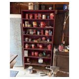 Wooden Shelf & Contents