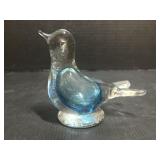 Blue Art Glass Bird Paperweight