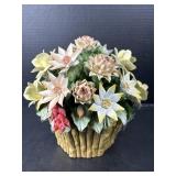 Capodimonte Autumn Flowers Porcelain Basket