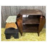 Wooden side table and step stools
