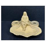 Victorian Style Ceramic Glazed Desk Dual Ink Well