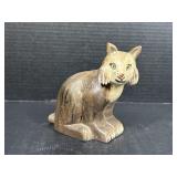 Wood Hand Carved Bobcat Statue
