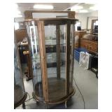 Lighted Curved Glass Curio Cabinet