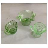 3 pc Uranium Glass Dishware