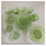 11 Pc Assorted Uranium Glass Dishware