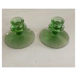 Green Uranium Glass Candle holders