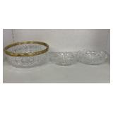 8" Gold Rimmed Cut Glass Bowl