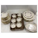 Gold rimmed blue floral Belvedere dishware