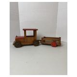 Wood Car with Wood Wagon