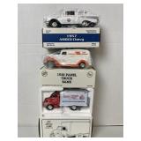 3 Die-Cast Trucks, 2 Banks, NIB,