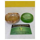 Carnival Glass Ashtray, Uranium Glass Table