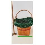 Longaberger Basket, 1990: Green Cloth Liner,