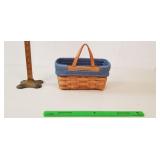 Longaberger Basket, 1991: Leather? Handle, Blue