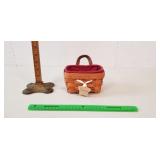 Longaberger Basket, 1989: Leather? Handle, Liners