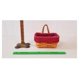 Longaberger Basket, 2002: Leather? Handle, Liners