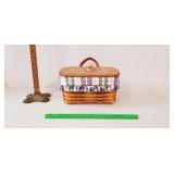 Longaberger Basket, Year?: Wooden Lid, Leather?