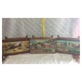 Farmer scene wooden stools