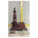 Wooden lighthouse plant holder/coasters