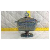 Carnival Glass Covered Candy Dish