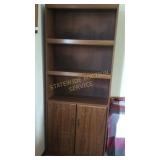 Wooden book shelf with storage