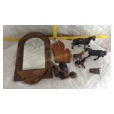 Horse collection, wood frame mirror