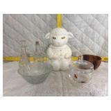 Lamp cookie jar, glass jars