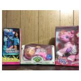 My Little Pony, Barbie, and cabbage Patch Kid