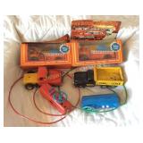 Remote control firetruck and vintage trucks