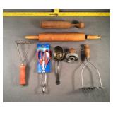 Grill untensils, masher, rolling pin & more