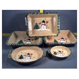 Snowman Stonerware Casserole dishes