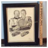Dale Earnhardt and Jr. sketched drawing