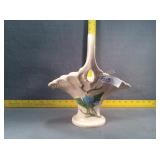 Haull Pottery H14 Pink Magnolia Handle Basket