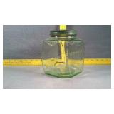Green Depression Glass Jar