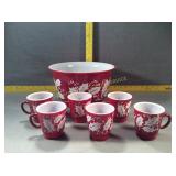Holly Bowl with cups