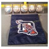 Tigers (Non Certified) Baseballs in case & Flag