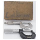 Lot of 2 Starrett Micrometers & Bevel Protractor