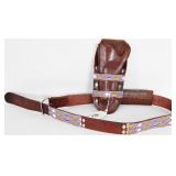 Leather Beaded Ammo / Holster  Belt Native Style